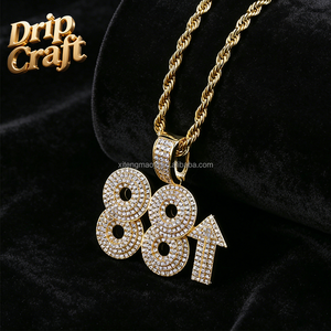 จี้ตัวเลขฮิปฮอป <span class=keywords><strong>88</strong></span> ชุบทองคำแท้ด้วยเซอร์โคเนียมเต็มตัว สำหรับผู้ชายและผู้หญิง เครื่องประดับแฟชั่นสั่งทำได้ - Product Image 1