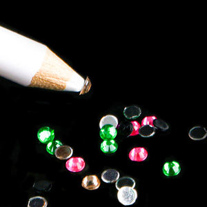 Set 10 Pensil Kuku Putih dengan <span class=keywords><strong>Rhinestone</strong></span>, Alat Dotting Kristal untuk Dekorasi Manikur, Pena Lilin Salon DIY dengan Gagang Kayu - Product Image 3