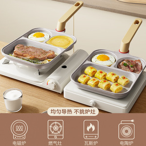 กระทะครอบครัว 3 in 1 รุ่นใหม่ เคลือบหินไมแฟน ป้องกันติดกระทะ สำหรับทำอาหารเช้า สเต็ก และไข่ ขนาด 18.8 ซม. พร้อมด้ามจับ - Product Image 4