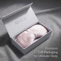 Masque de sommeil double face chaud et froid, en maille respirante et tissu satiné, masque oculaire occultant, logo personnalisé, coffret cadeau de luxe pour le voyage et la détente
