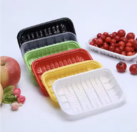 Plateau en plastique PP de qualité alimentaire personnalisé pour supermarché, noir, blanc, transparent, pour œufs, fruits, viande, légumes, poisson, plats et assiettes