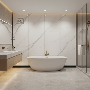 Piastrelle Moderne in Pietra Bianca Smaltata per Pareti e Pavimenti, Piano di Lavoro in Quarzo Artificiale, Materiale in Pietra Naturale - Product Image 5