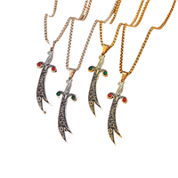 Nouveau Collier Épée Zulfiqar 2026 en Acier Inoxydable, Pendentif Scimitar Imam Ali avec Zircon, Bijoux Calligraphie Arabe Islamique