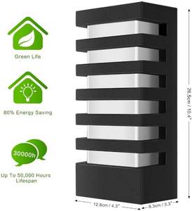 Lámparas de Pared LED Modernas Negras con Rejilla para Exteriores, Venta al Por Mayor - Product Image 2