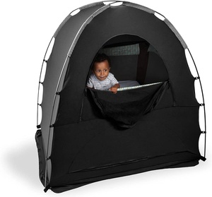 Cuccetta Portatile per la Privacy con Tasca Porta Monitor, Finestra con Cerniera e Tenda Oscurante per il Sonno dei Bambini dai 4 Mesi in su, Biancheria da Letto Nera - Product Image 2