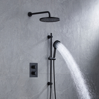 Ensemble de robinetterie de douche murale pour appartement avec barre coulissante à jet doux et pluie, cartouche céramique et garniture en laiton durable