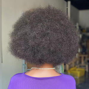 Cheveux humains vierges courts Afro Kinky Curly Bob 12 pouces Bomb Fluffy Afro Wave Natural Black 100% Human Hair For Black Women - Product Image 3