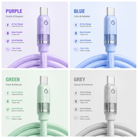 Kabel USB C Double Pony LED Light Up 2A Pengisian Cepat, Kabel USB C Nylon Braided Tahan Lama untuk Pengisian Daya dan Transfer Data Smartphone