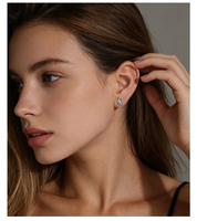 Boucles d'oreilles clous tendance en argent sterling 925 avec turquoise bleue, série animaux et oiseaux, pour femmes, par Moyu Jewelry (OEM/ODM)