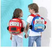 Sac à dos en peluche personnalisé avec logo, motif voiture pour enfants, mignon dessin animé, en polyester, sac d'école tendance pour enfants avec fermeture éclair