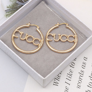 Nouvelle Collection de Bijoux de Marque Tendance : <span class=keywords><strong>Boucles</strong></span> <span class=keywords><strong>d</strong></span>'Oreilles Créoles en Alliage pour <span class=keywords><strong>Femme</strong></span>, Modèle Lettre, Design Féminin - Product Image 3