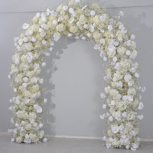 Arche fleurie rose pour mariage, modèle D-UFA055, très demandée, arche en forme de U en fleurs artificielles en soie pour décoration d'événements. - Product Image 3