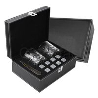 Set Premium de 8 Piedras de Whisky de Granito para Enfriar, con Cuchara para Hielo y Vasos de Cristal