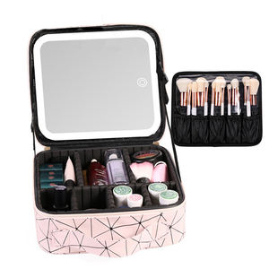 กระเป๋าแต่งหน้าชุดแปรงแต่งหน้าพร้อมกระเป๋ากระเป๋ากระเป๋ากระเป๋าสมาร์ทวอชพร้อมกระจก LED กระเป๋าเครื่องสำอาง - Product Image 6