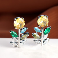Anting Kartun Lucu Wanita Trendi 2026, Kuningan Berlapis Emas Perak, Perhiasan Bermotif Modis dengan Zirkon untuk Pertunangan