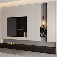 Meuble mural de salon italien moderne, meuble TV, système de rangement modulaire de luxe, éclairage LED, bois écologique, meubles pour la maison