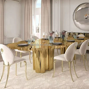 <span class=keywords><strong>Nicolas</strong></span> современный обеденный стол во французском стиле кресло 110 стол ленивый Susan комнатная мебель из розового золотистого металла китайская столовая - Product Image 4