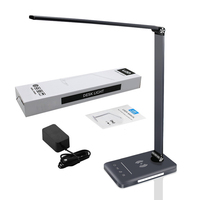 Lampe de lecture de table à éclairage direct d'usine, lampe d'étude, lampe de bureau en aluminium pliable avec charge sans fil rapide 10w