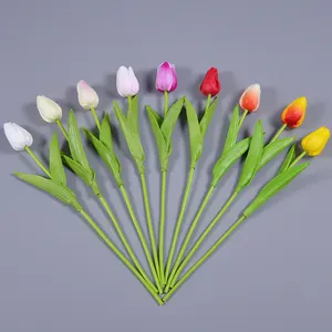 Vente en gros de fleurs de tulipes artificielles en PU, design de mode, tulipes artificielles en PU pour la décoration