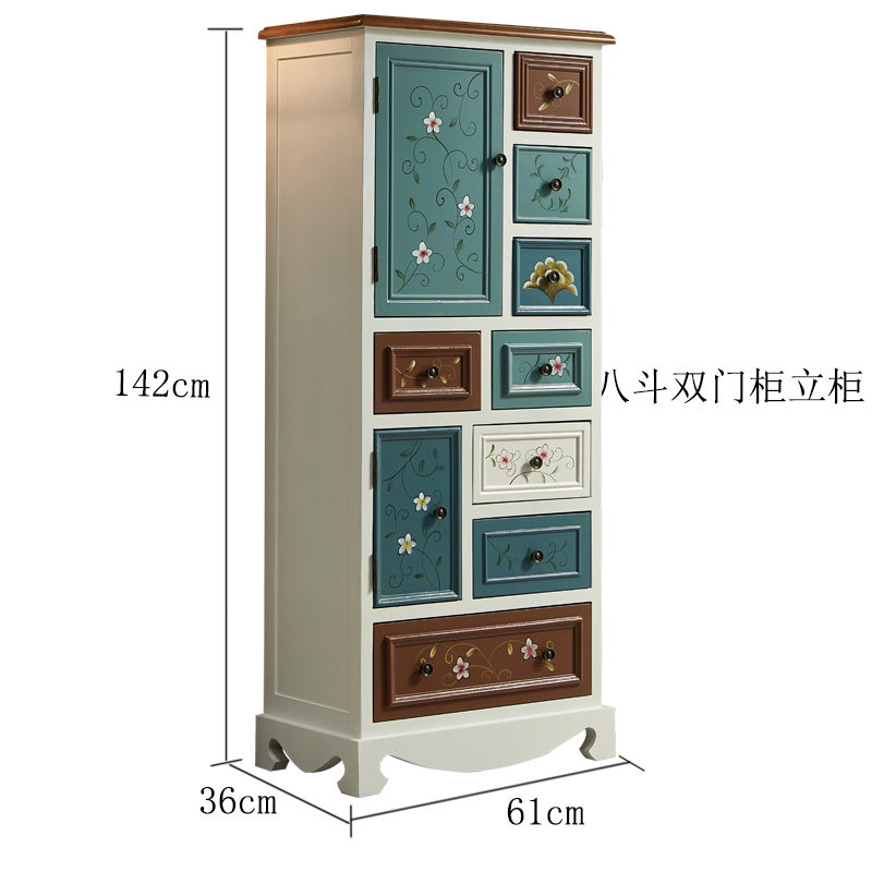 Armoire verticale à double porte à huit seaux en blanc peint