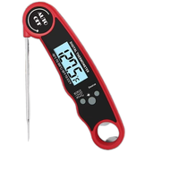 Thermomètre numérique pliable sans fil et étanche en plastique avec écran LCD automatique pour la cuisson intérieure/extérieure, la cuisine et l'usage domestique