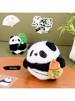 Porte-clés en peluche Panda Mignon Style Pastoral, Poupée en Peluche Dessin Animé, Breloque de Sac à Dos pour Étudiants, Couples et Cadeaux