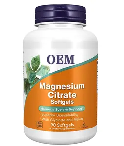 Gel de citrate de magnésium 90 capsules contiennent du glycinate et du malate pour favoriser le métabolisme et fournir de l'énergie