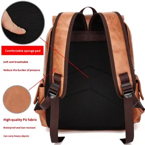 Công Suất Lớn Du Lịch PU Da Ba Lô Biểu Tượng Tùy Chỉnh Máy Tính Xách Tay Ba Lô Người Đàn Ông Và Phụ Nữ Của Ba Lô - Product Image 2