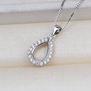 S925 Silver Droplet Pendant 8x12mm Hollow Setting For Pearl Or <b>Jade</b> <b>Jewelry</b> Findings Component - Product Image 5