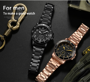 Helei, correa de acero inoxidable, resistente al agua, calendario completo, esfera Simple, 9002, moda de lujo, relojes de cuarzo japoneses para hombre - Product Image 5