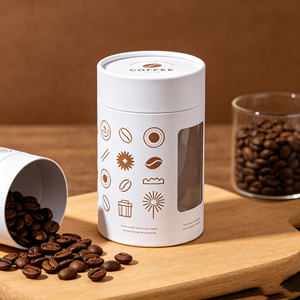 Custom Coffee Bean Cylinder Paper <b>Box</b> With Clear <b>Display</b> Window Kraft Cardboard Round Tube Packaging Custom Logo Printed - Product Image 1