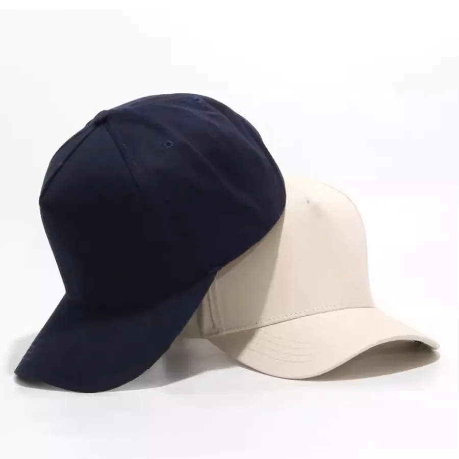 Gorras de béisbol personalizadas de algodón TM 100%, color sólido, 5 paneles con ala curva, diseño en blanco, sombrero informal de verano