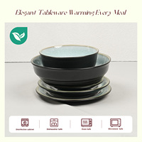 Ensemble de vaisselle à glaçure réactive de 20 pièces comprenant des assiettes et des bols, assiettes rondes en céramique à large bord, ensembles de vaisselle au design de luxe