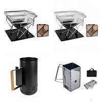Barbecue au charbon de bois portable avec revêtement en poudre, forme carrée avec couvercle pour le camping en plein air et la cuisine en arrière-cour