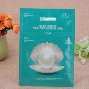 Kemasan Masker Kosmetik Plastik Aluminium Foil, Kantong Segel Tiga Sisi Cetakan Kustom