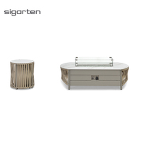 Foshan sigarten feu de jardin table basse de patio en rotin avec foyer de table