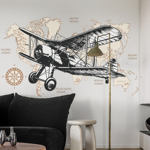 Adesivi murali per la decorazione della stanza del bambino, decorazione della parete della camera da letto, adesivi murali, aeroplano creativo - Product Image 2