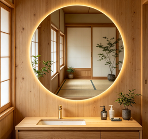 Round LED Bathroom <b>Mirror</b> Backlit Wall Hanging <b>Vanity</b> <b>Mirror</b> Illuminated Cosmetic <b>Mirror</b> Modern Interior <b>Lighting</b> - Product Image 5