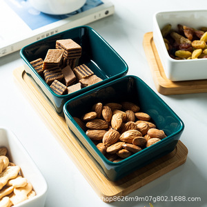 Piatto Divisorio per Dim Sum in Ceramica Quadrato, Porcellana Adatta al Microonde, Moderno e Minimalista, Piatto per Frutta e Snack per Soggiorno e Ristorante - Product Image 5