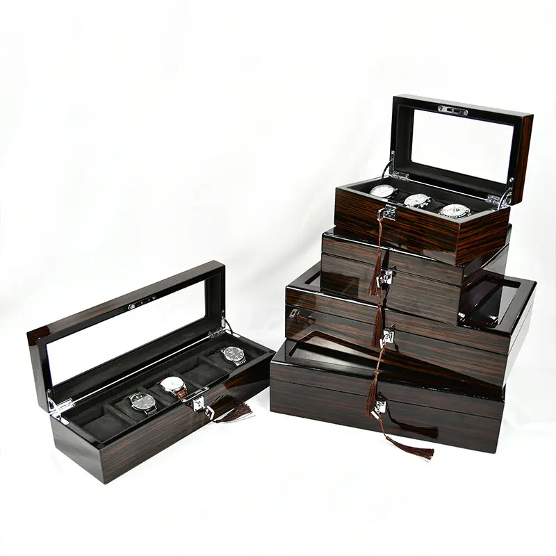 3 5 6 10 Slot Wooden Watch Box Storage Box Watch Case for Men Women With Glass Lid and Pillow