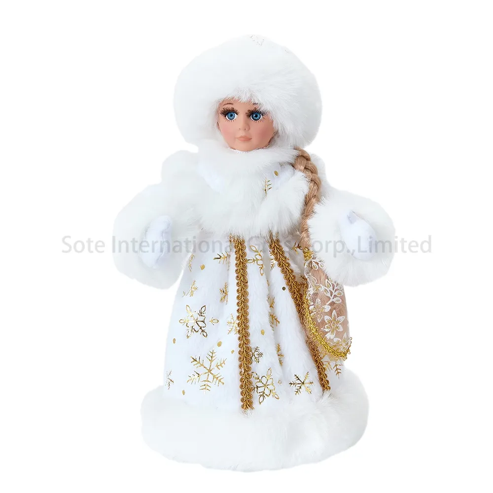 Navidad Año Nuevo Artesanías de tela hechas a mano Muñeca rusa blanco Pie Snow Maiden Russian Snegurochka