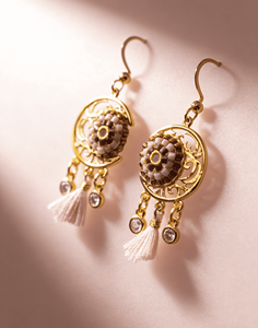Exquises boucles d'oreilles pendantes en perles de riz Miyuki tissées à la main, plaquées or 18 carats, creuses, personnalisables - Product Image 1