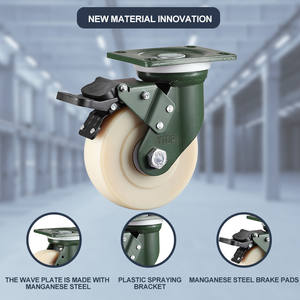 YTOP Super Heavy-Duty 5 pulgadas Nylon Ruedas de freno fijas y giratorias Acero al manganeso y MC-Ruedas industriales de servicio pesado - Product Image 5