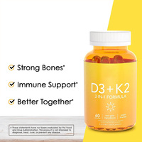 Vegan Vitamin D3 K2 D3 10000 IU Vitamine K2 Gummy para la salud de los huesos Vitamin D3 Gummy