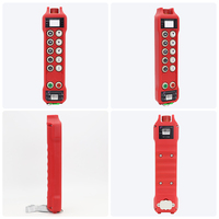 Remote Kontrol Radio Industri Tahan Air IP67 Merah 10 Tombol Kecepatan Tunggal dengan Autentikasi Kartu ID untuk Crane Jembatan