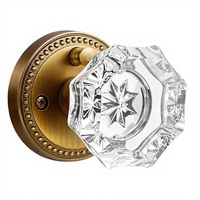 Poignée de porte intérieure en laiton antique et cristal pour portes vitrées de chambre et de salle de bain, design classique, ambidextre, facile à utiliser