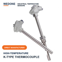 Sensor Termokopel Tipe K Kelas 1 Tahan Suhu Tinggi WEDONE PT100 RTD dengan Probe Baja Tahan Karat 310S/2520 untuk Tungku Pembakaran Batu Bata