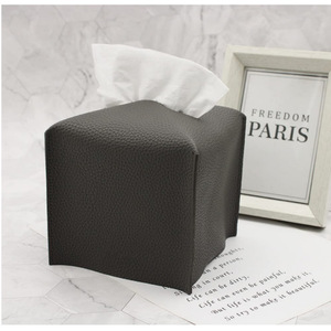 Cross-border PU leather tissue box, small square desktop tissue box lid, upright household facial tissue cover. - Product Image 4