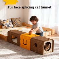 Maison pour chat créative en feutre avec visage souriant, durable, respirante et imperméable, pour toutes les saisons, avec lit et tunnel griffoir