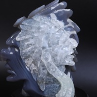 Sculpture de portrait en agate sculptée à la main, œuvre d'art en pierre fine, cadeau personnalisable, décoration